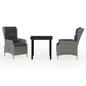 vidaXL Ensemble &agrave; manger de jardin 3 pcs Gris clair