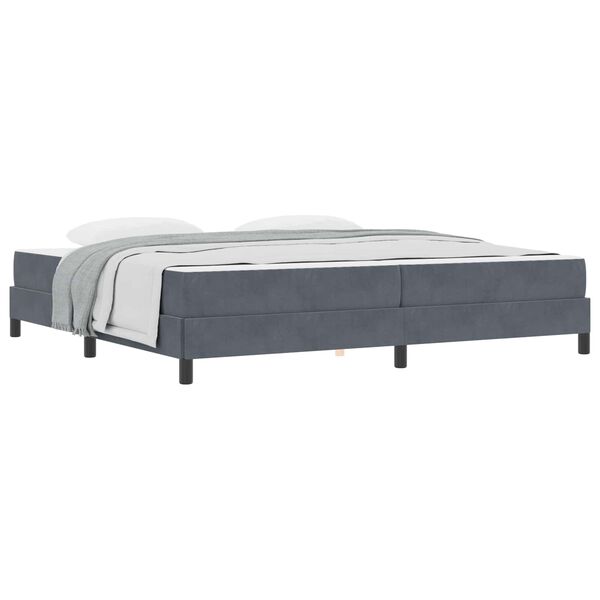 vidaXL Lit &agrave; ressorts avec matelas Gris fonc&eacute; 200 x 200 cm tissu