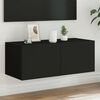 vidaXL Meuble TV mural avec lumi&egrave;res LED noir 80x35x31 cm
