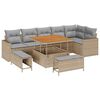 vidaXL Ensemble de canap&eacute; de jardin 9 pc Beige polyrotin