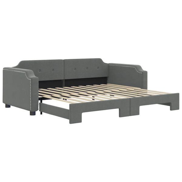 vidaXL Lit de jour avec gigogne sans matelas gris foncé 90x190 cm