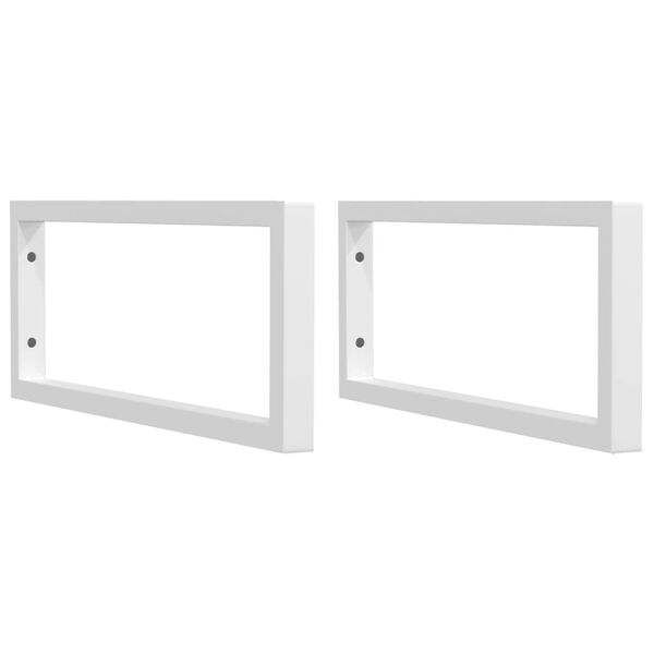 vidaXL Supports d'&eacute;tag&egrave;res pour lavabo 2 pcs blanc rectangulaire acier