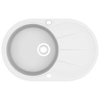 vidaXL Évier de cuisine Granit Seul lavabo Ovale Blanc