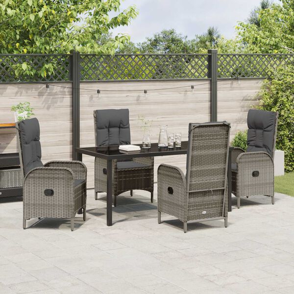 vidaXL Ensemble de salle &agrave; manger pour jardin 5 pcs Gris polyrotin