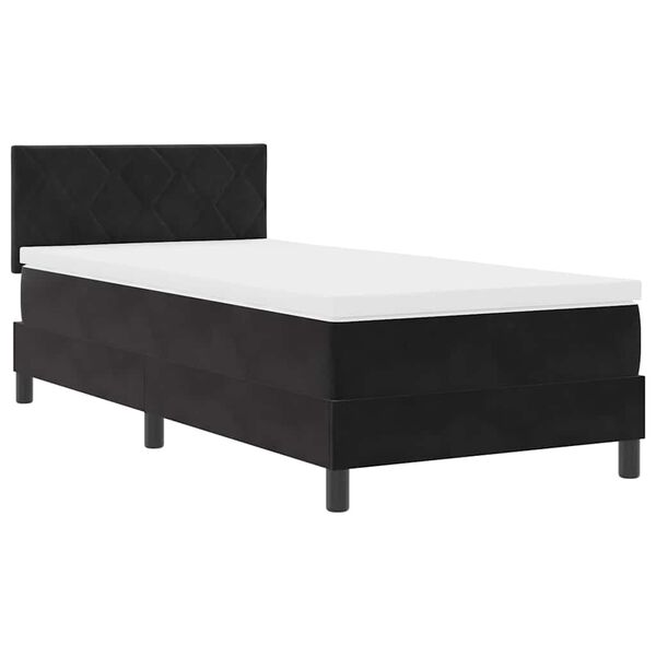 vidaXL Lit &agrave; ressorts avec matelas Noir 90 x 200 cm Velours