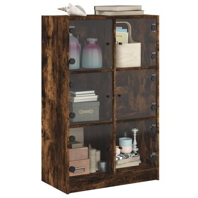 vidaXL Buffet haut avec portes chêne fumé 68x37x109 cm bois ingénierie