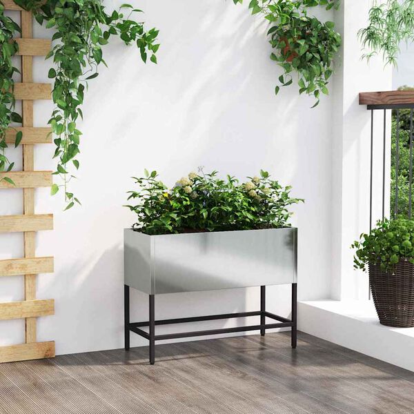vidaXL Bac de jardin surélevé Argent 60 x 26 x 45 cm Acier galvanisé