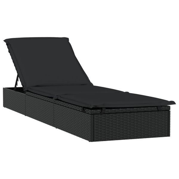 vidaXL Transats 2 pcs avec table noir r&eacute;sine tress&eacute;e