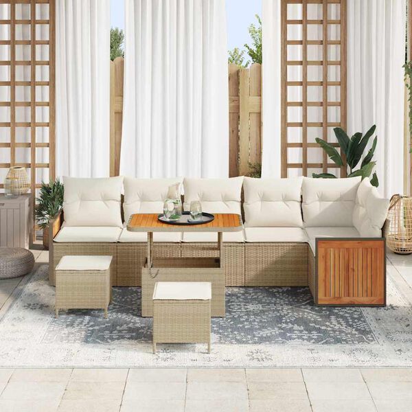 vidaXL Ensemble de canap&eacute; de jardin 11 pcs Beige et cr&egrave;me polyrotin