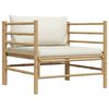vidaXL Canap&eacute; de jardin avec coussins blanc cr&egrave;me Bambou