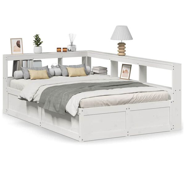 vidaXL Lit biblioth&egrave;que sans matelas blanc 120x200 cm bois pin massif