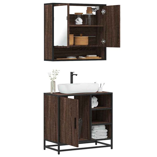 vidaXL Ensemble de meubles de salle de bain 2 pcs Ch&ecirc;ne marron