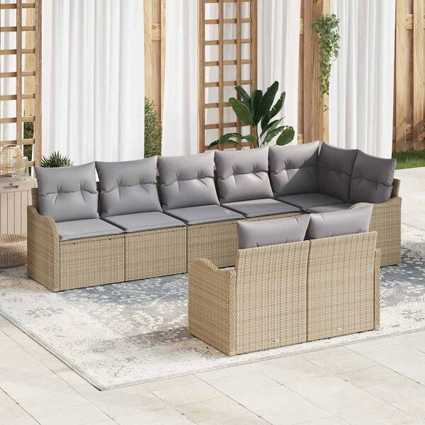 vidaXL Ensemble de canap&eacute; de jardin 8 pcs Beige et Gris clair
