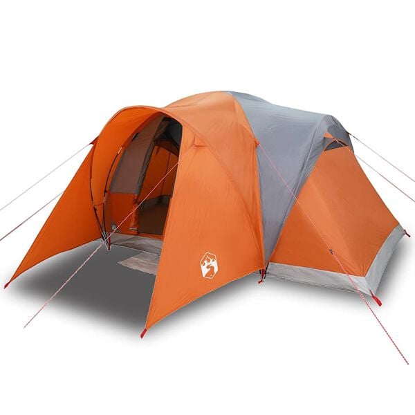 vidaXL Tente familiale à dôme 6 personnes gris et orange imperméable