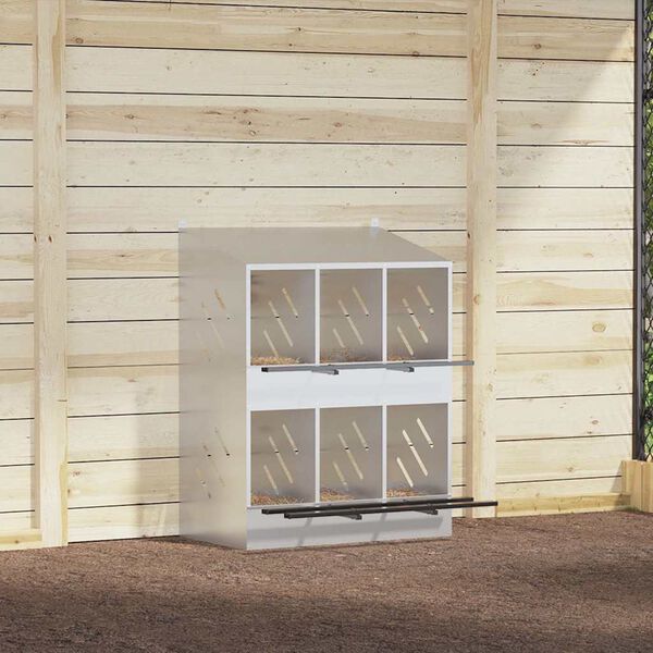 vidaXL Nichoir de poules avec 6 compartiments métal argenté galvanisé