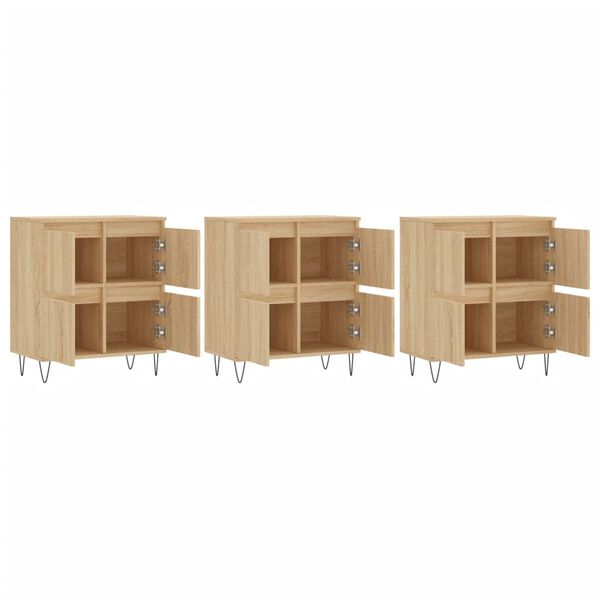 vidaXL Buffets 3 pcs Ch&ecirc;ne sonoma Bois d'ing&eacute;nierie