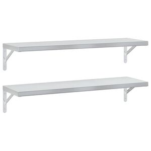vidaXL &Eacute;tag&egrave;res murales 2 pcs 100x30 cm argent&eacute; acier inoxydable