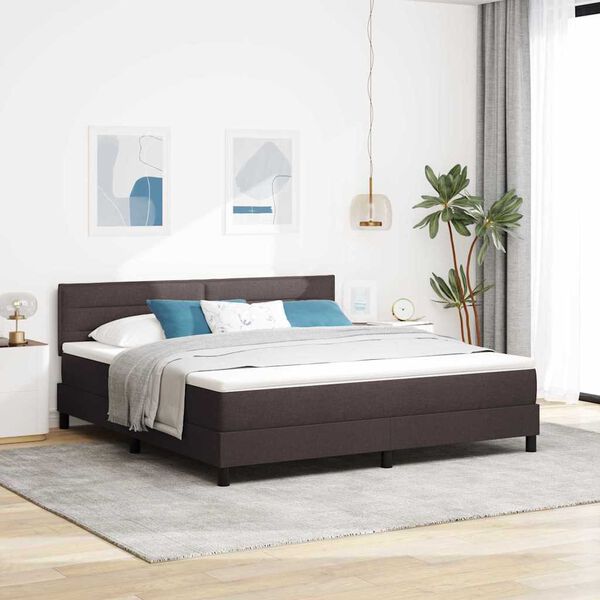 vidaXL Lit &agrave; ressorts avec matelas Marron fonc&eacute; 180 x 200 cm tissu