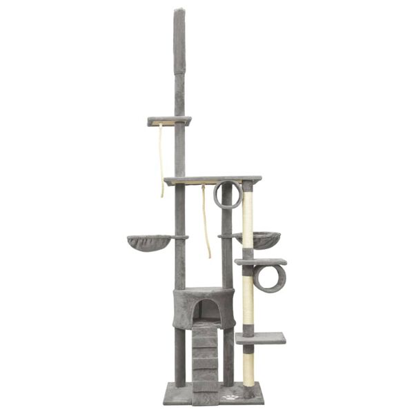 vidaXL Arbre &agrave; chat du sol au plafond Gris 220-240 cm