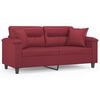 vidaXL Canap&eacute; 2 places avec oreillers bordeaux 140 cm similicuir