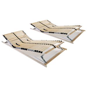 vidaXL Sommiers &agrave; lattes sans matelas 2 pcs avec 28 lattes 90x200 cm
