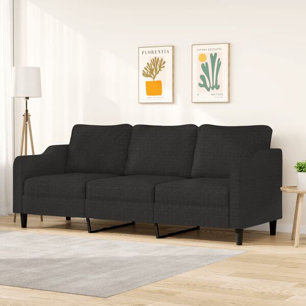 vidaXL Canap&eacute; &agrave; 3 places Noir 210 cm Tissu