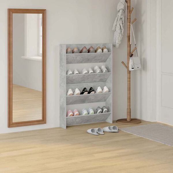 vidaXL Armoires &agrave; chaussures murales 2 pcs Gris b&eacute;ton 80x18x60 cm