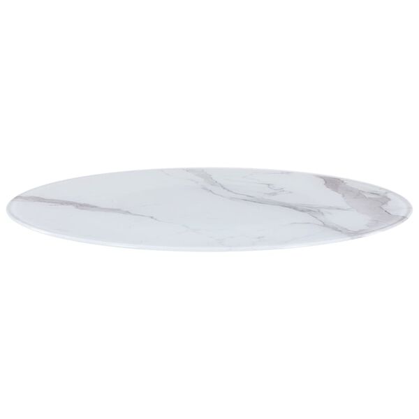 vidaXL Dessus de table blanc &Oslash;80 cm verre et texture de marbre