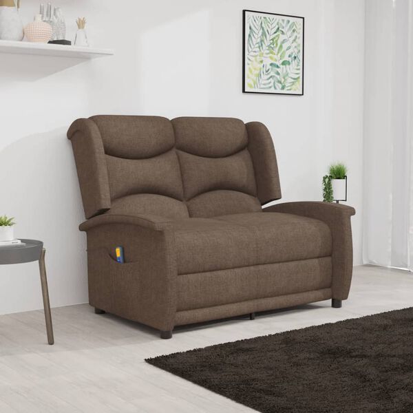 vidaXL Fauteuil de massage inclinable &agrave; 2 places taupe tissu