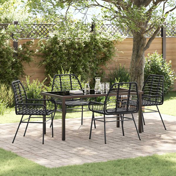 vidaXL Ensemble de salle &agrave; manger pour jardin 5 pcs Noir polyrotin
