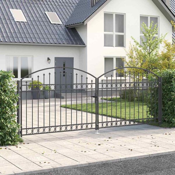 vidaXL Porte de Cl&ocirc;ture avec verrouillage Gris 301 x 224,5 cm Acier