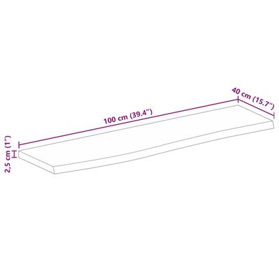 vidaXL Dessus de table à bord vivant 100x40x2,5cm bois massif manguier