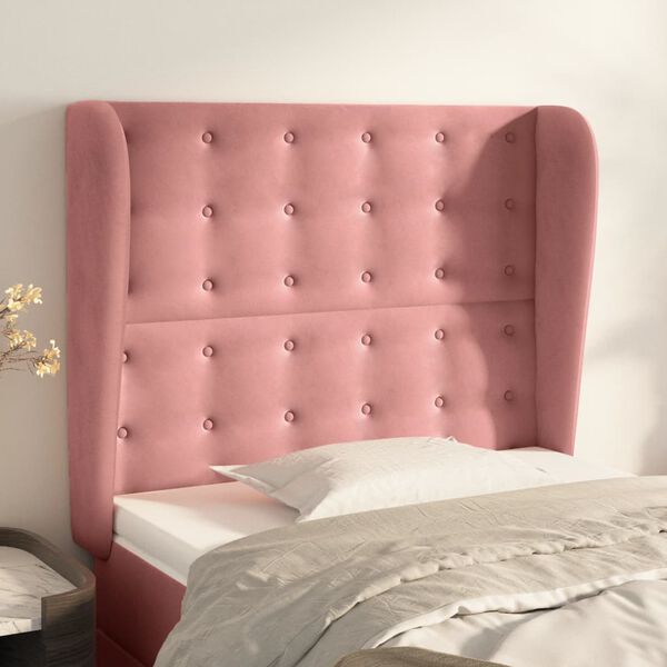 vidaXL T&ecirc;te de lit avec oreilles Rose 93x23x118/128 cm Velours