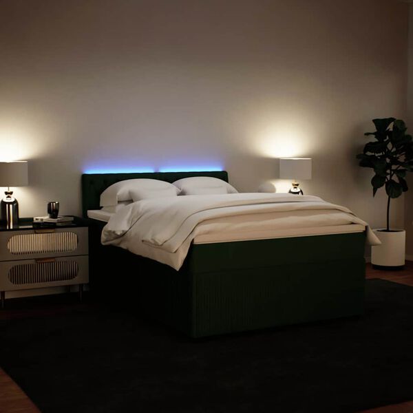 vidaXL Sommier &agrave; lattes de lit et matelas Vert fonc&eacute; 140x190cm Velours