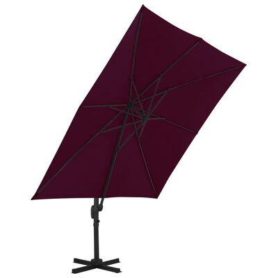 vidaXL Parasol déporté avec mât en aluminium bordeaux 300x300 cm