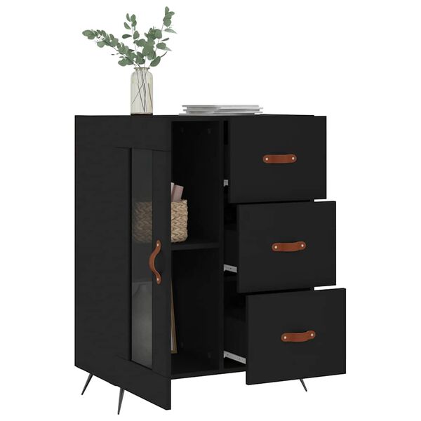 vidaXL Buffet noir 69,5x34x90 cm bois d'ing&eacute;nierie