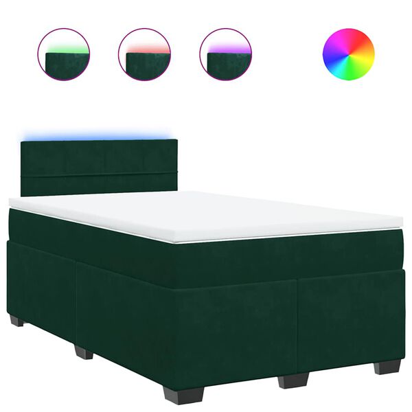 vidaXL Sommier &agrave; lattes de lit et matelas Vert fonc&eacute; 120x200cm Velours