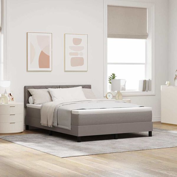 vidaXL Lit à ressorts avec matelas Taupe 140 x 200 cm tissu