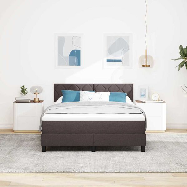 vidaXL Lit &agrave; ressorts avec matelas Marron fonc&eacute; 140 x 190 cm tissu