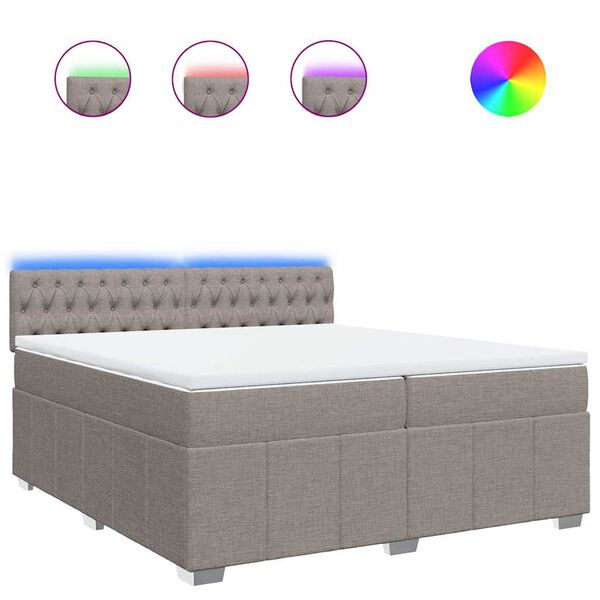 vidaXL Sommier &agrave; lattes de lit avec matelas Taupe 200x200 cm Tissu
