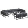 vidaXL Ensemble de canap&eacute; de jardin 14 pc Noir Aluminium