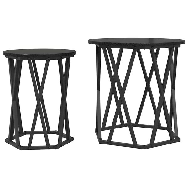 vidaXL Table basse 2 pcs Chêne noir Bois d'ingénierie et acier
