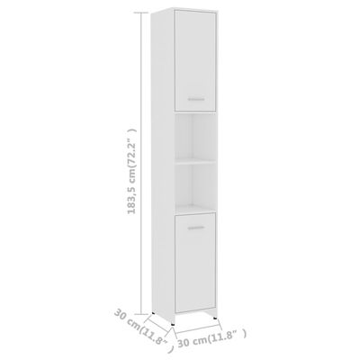 vidaXL Armoire de salle de bain Blanc 30x30x183,5 cm Aggloméré
