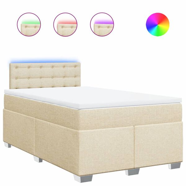 vidaXL Sommier &agrave; lattes de lit avec matelas Cr&egrave;me 120x200 cm Tissu
