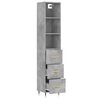 vidaXL Buffet haut Gris b&eacute;ton 34,5x34x180 cm Bois d'ing&eacute;nierie