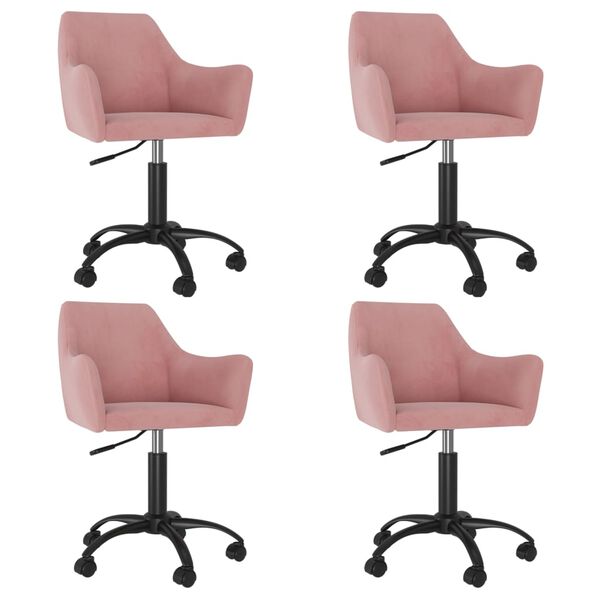 vidaXL Chaises &agrave; manger pivotantes lot de 4 Rose Velours