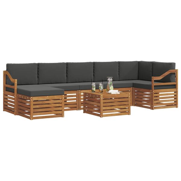 vidaXL Ensemble de canap&eacute; d'angle 8 pcs Naturel et Anthracite