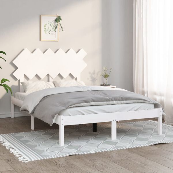 vidaXL Cadre de lit sans matelas blanc 135x190 cm bois massif