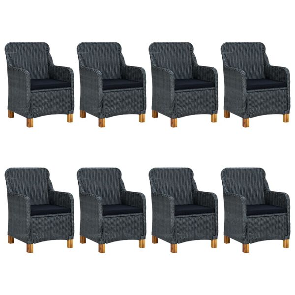 vidaXL Ensemble &agrave; manger d'ext&eacute;rieur 9 pcs et coussins r&eacute;sine tress&eacute;e