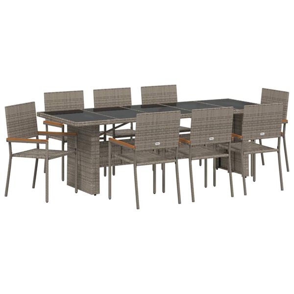 vidaXL Ensemble de salle &agrave; manger pour jardin 9 pcs Gris polyrotin